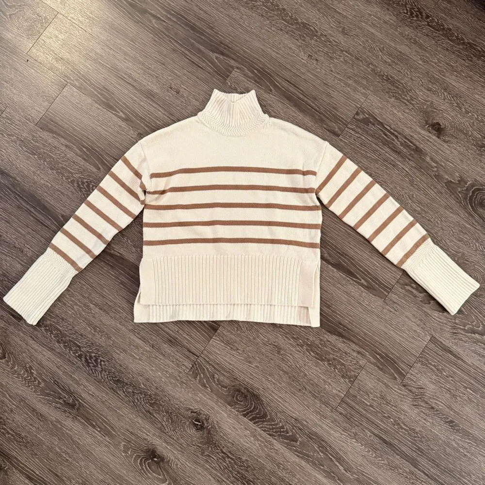 Veronica Beard Lancetti striped cotton turtleneck sweater